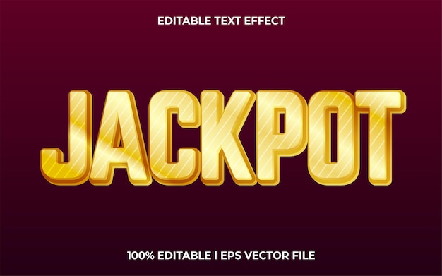 Jackpot editable text effect, lettering typography font style, golden 3d text for tittle