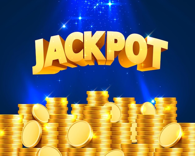 Vector jackpot in the form of gold coins. isolated on blue background. vector illustration