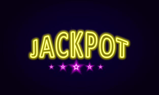 Jackpot neon stijl logo ontwerpsjabloon