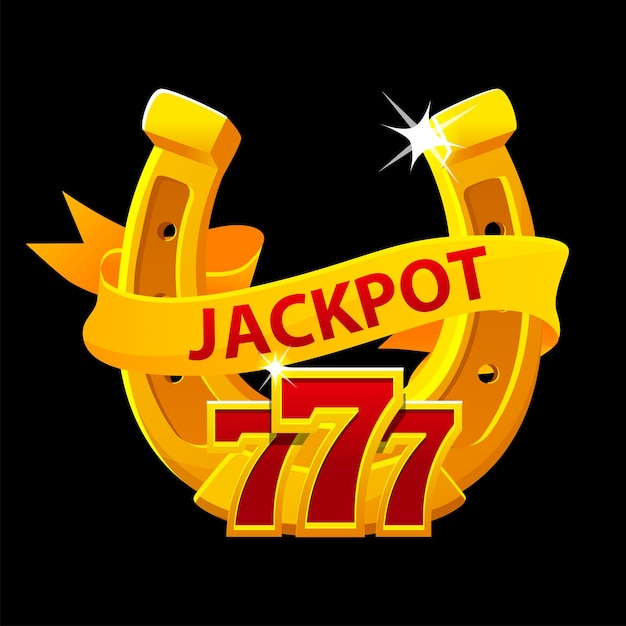 Simbolo del jackpot 777 e ferro di cavallo dorato per il gioco