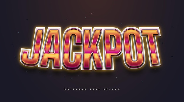 Jackpot text with colorful retro style and glowing neon effect. editable text style effect