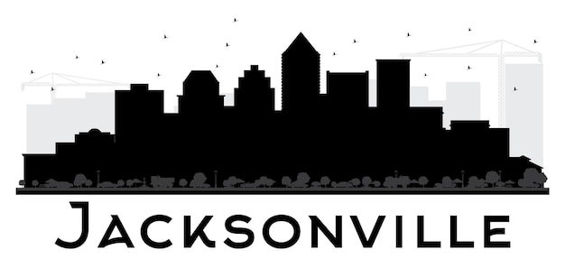 Vector jacksonville city skyline black and white silhouette. vector illustration. simple flat concept for tourism presentation, banner, placard or web site. cityscape with landmarks.