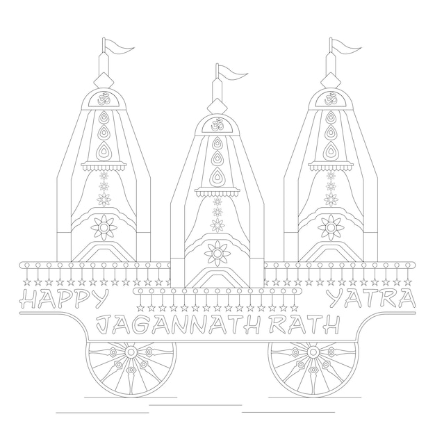 Jagannath rath yatra rath yatr indian festival traditional template vector illustration