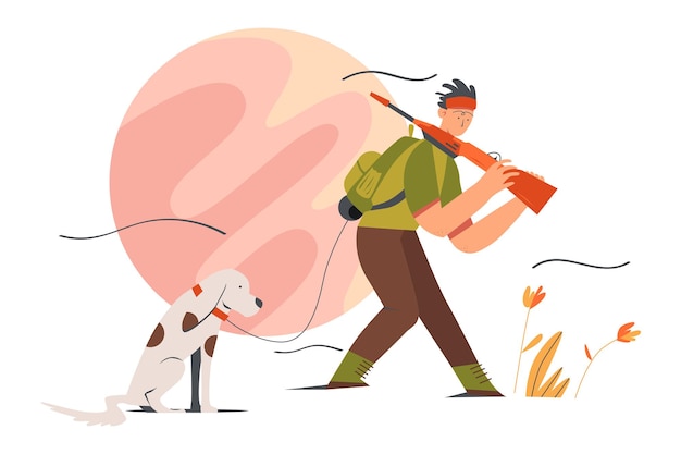 Jagen met hond illustratie