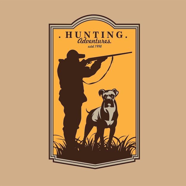 Jagen met hond vectorillustratie