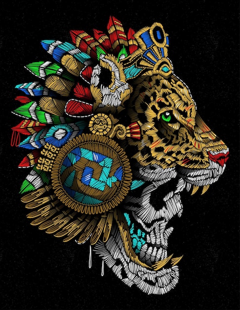 jaguar aztec warrior stitch