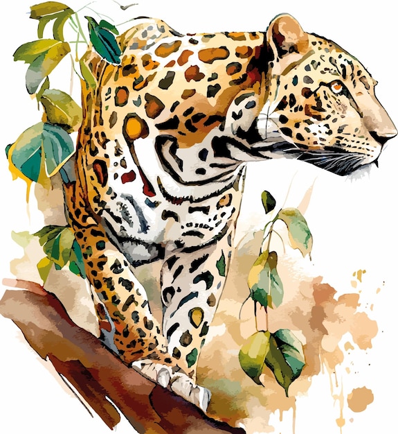 jaguar en luipaard aquarel vector