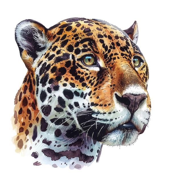 Jaguar hoofd vector illustratie in aquarel stijl