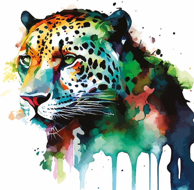 jaguar and leopard watercolor vector illustrator