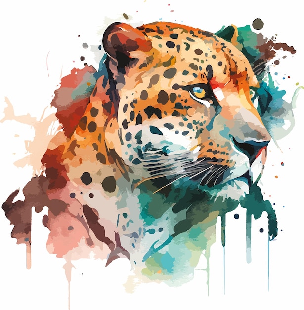 jaguar and leopard watercolor vector illustrator