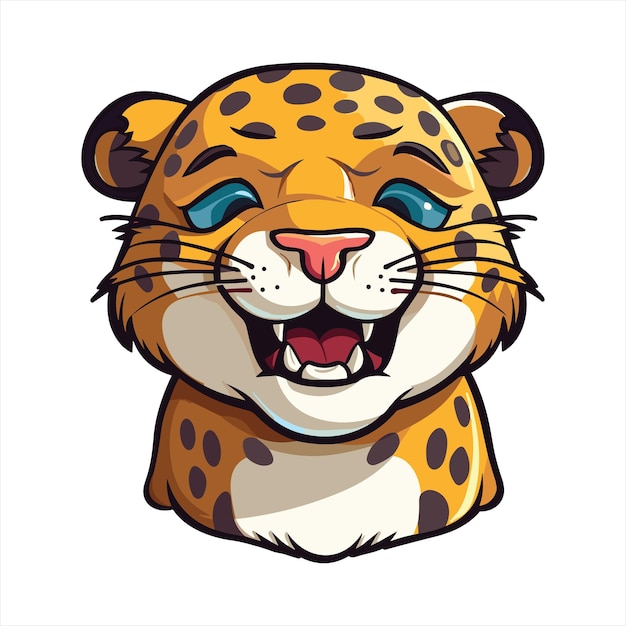 Jaguar leuke grappige Cartoon Kawaii Clipart kleurrijke aquarel dier huisdier Sticker illustratie