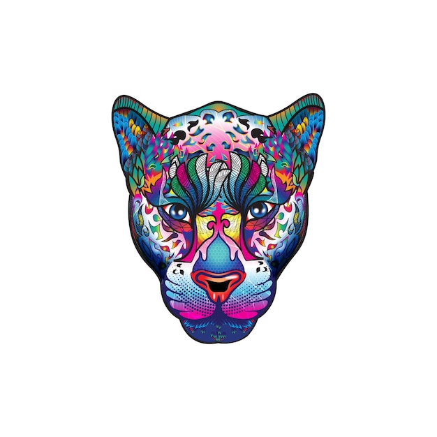 jaguar mandala mascotte kleur illustratie voor t-shirt