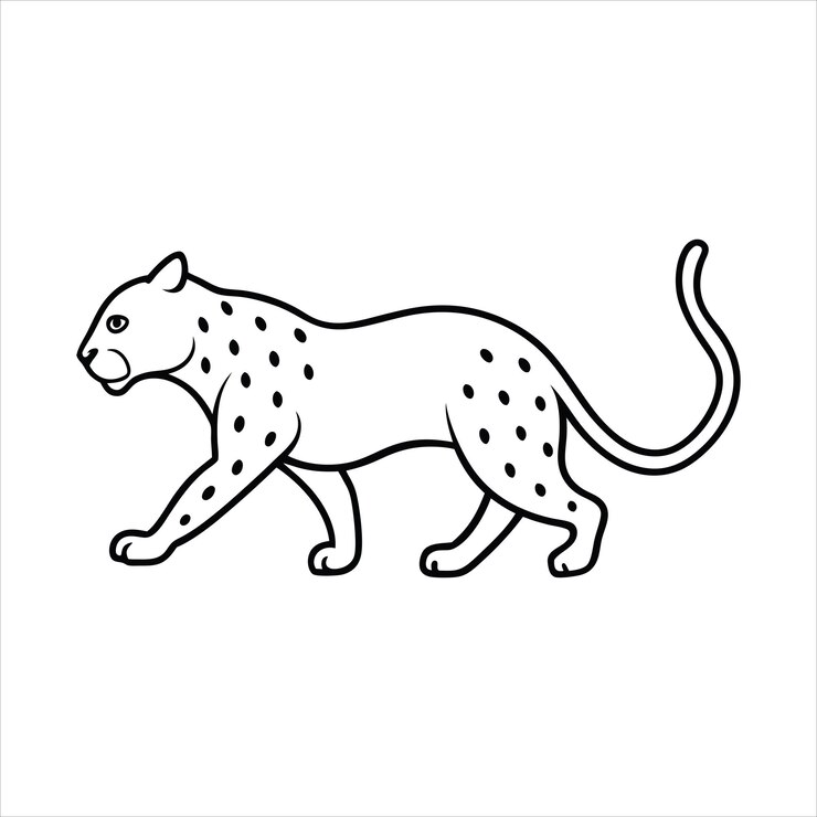 Vector jaguar running line art
