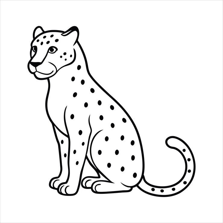 Vector jaguar sitting line art