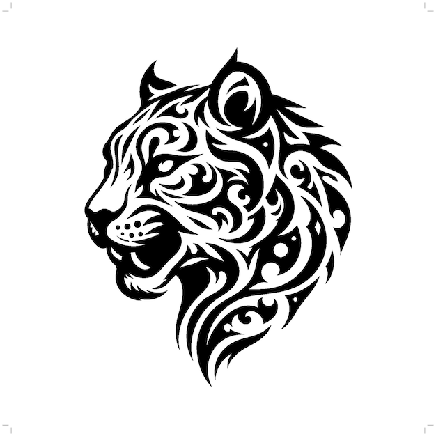 jaguar snow leopard panther in modern tribal tattoo abstract line art of animals