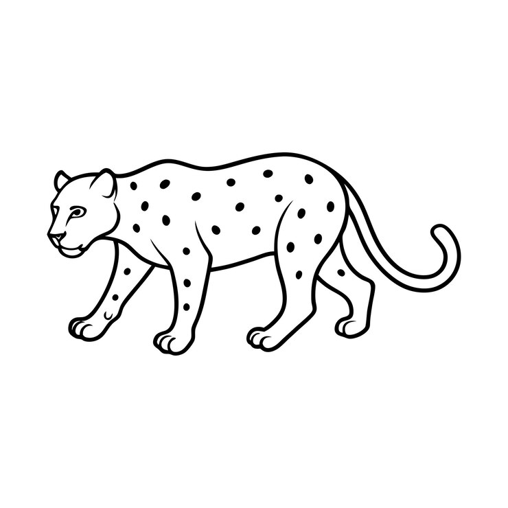 Vector jaguar stalking line art