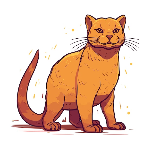 jaguarundi cute CartoonVector illustration