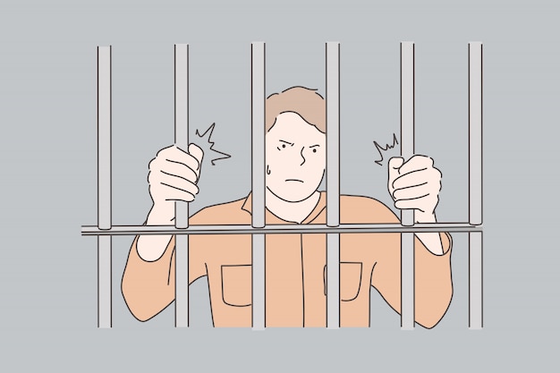 Vector jail, prisoner, crime concept