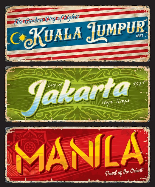 Jakarta Kuala Lumpur Manila city travel stickers