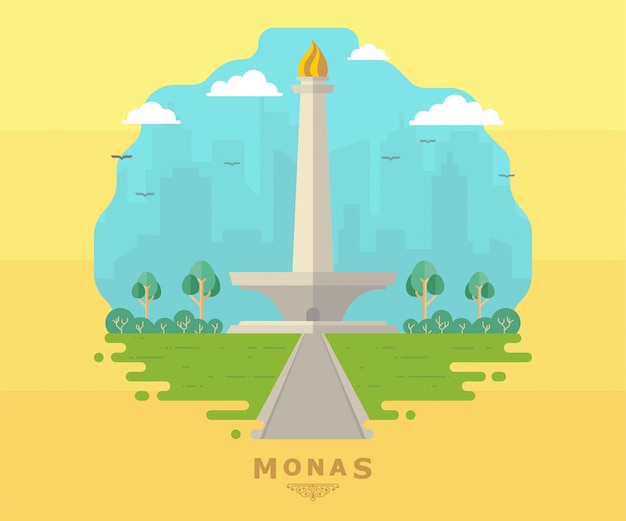 Vector jakarta monas flat vector