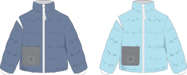 Vector jaket flat sketch technical drawing vector illustration template