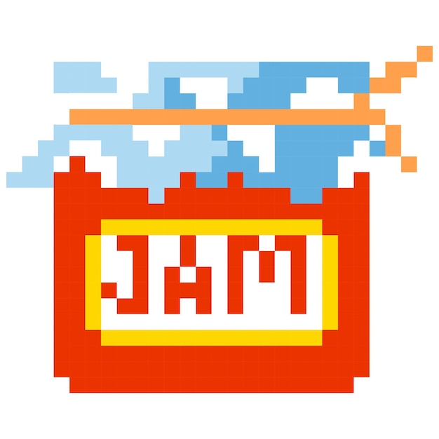 Vector jam jar cartoon icon in pixel style