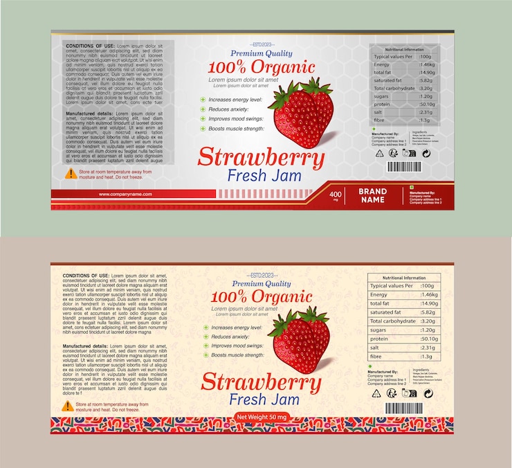 Vector jam jelly label jelly verpakking aardbeienjam sinaasappeljam verpakking vector fles pack vector