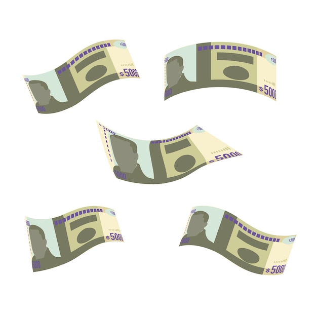 Jamaica Dollar Vector Illustration Jamaican money set bundle banknotes Falling flying money 5000