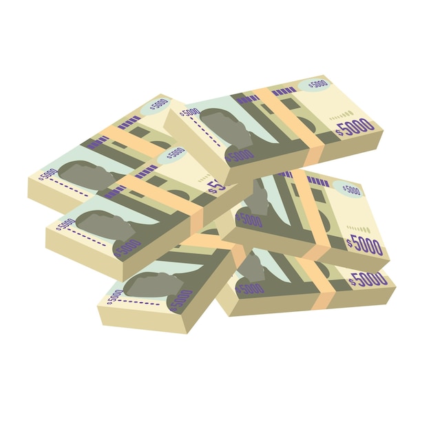 Jamaica Dollar Vector Illustration Jamaican money set bundle banknotes Paper money 5000 Db