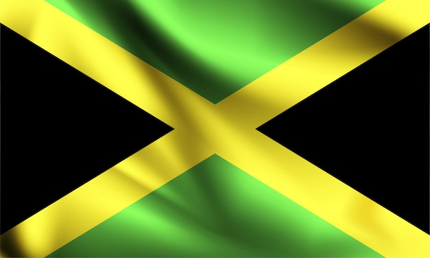 Vector jamaica flag blowing in the wind.