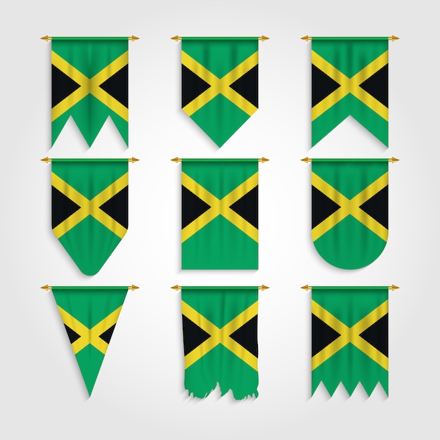 Jamaica flag in various shape