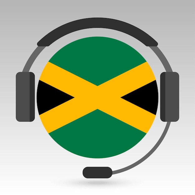 Jamaica flag with headphones support sign Vector illustration