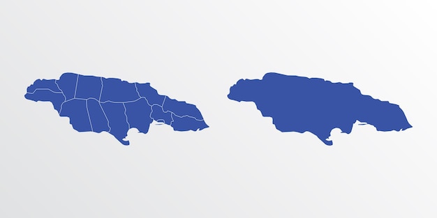 Векторная иллюстрация карты Ямайки синего цвета на белом фоне