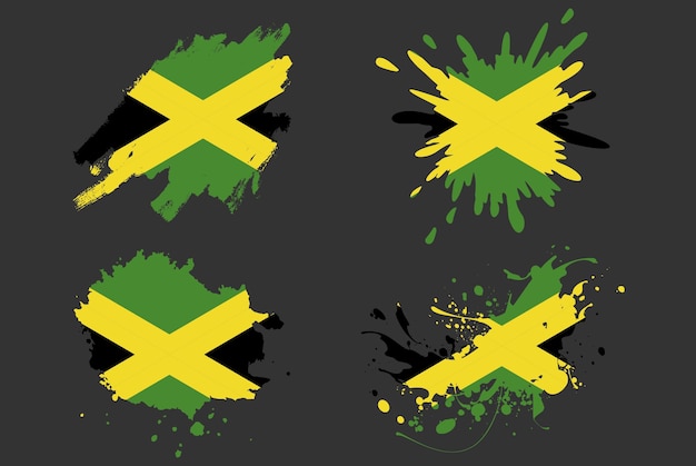 Jamaica vlag borstel splash vector set land logo activa verf grunge illustratie concept