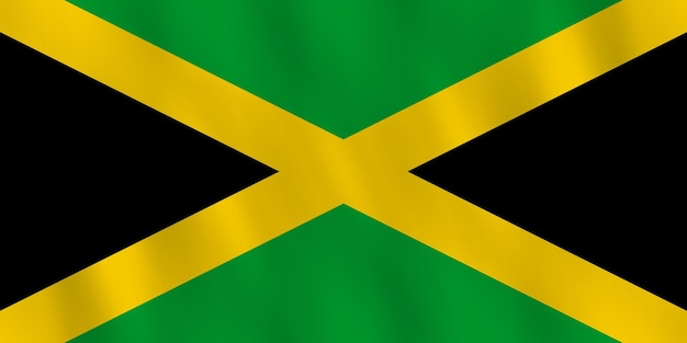 Jamaica vlag met zwaaiend effect, officiële verhouding.