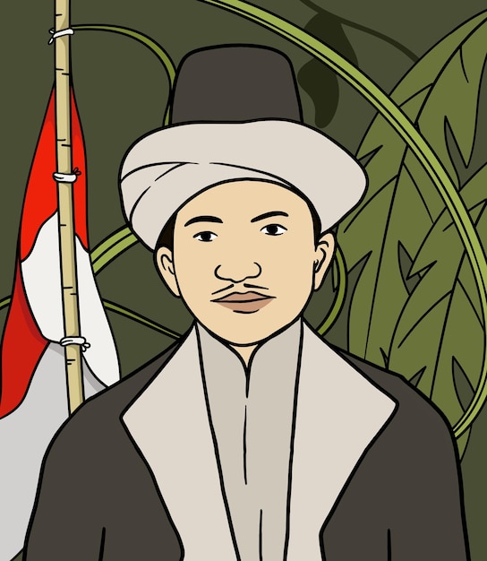 Vector jambi hero portrait illustration happy indonesian national heroes day