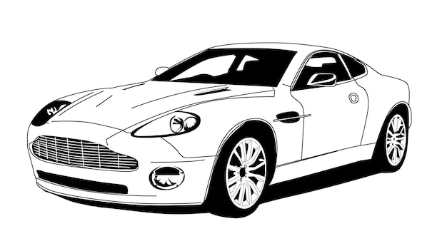 James Bond auto Aston Martin auto Illustratie lijntekeningen
