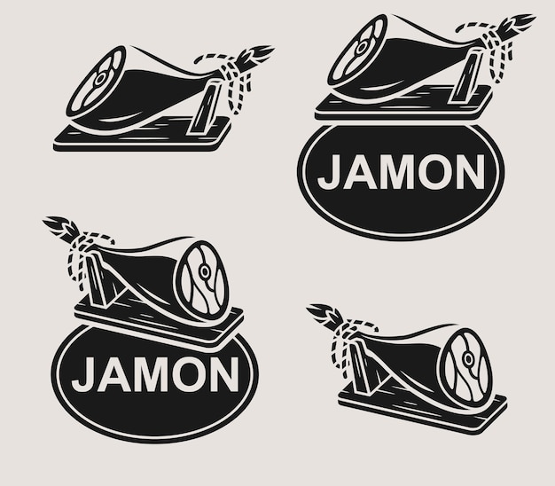 Jamon set. Collection icon jamon. Vector