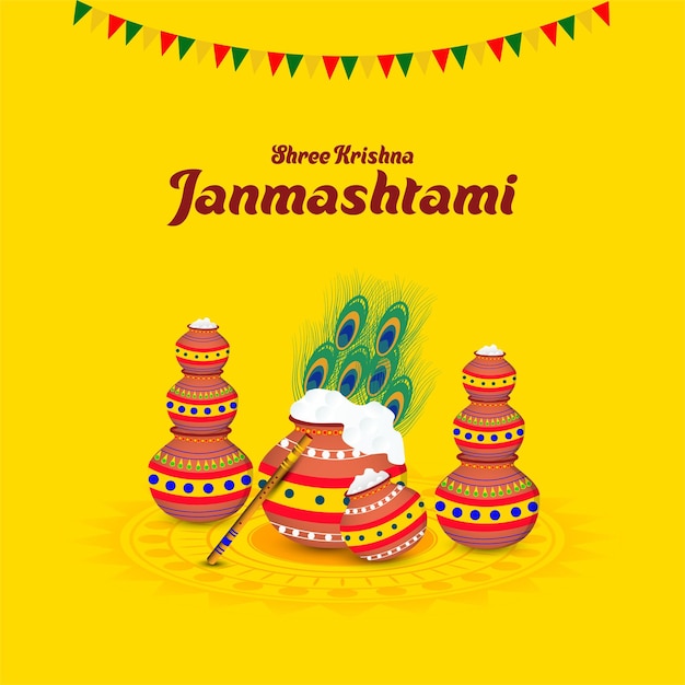 Vector janmashtami creatieve advertentievectorsjabloon