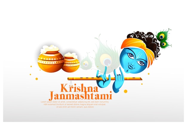 Sfondo del festival di janmashtami dell'india buon compleanno di janmashtami, lord krishna