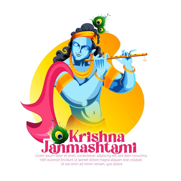 Vettore sfondo del festival di janmashtami dell'india buon compleanno di janmashtami, lord krishna