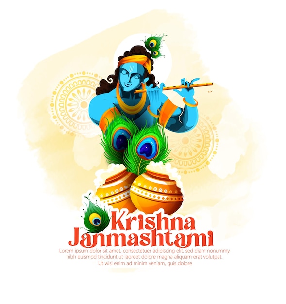 Vector janmashtami festival background of india happy janmashtami, lord krishna birthday