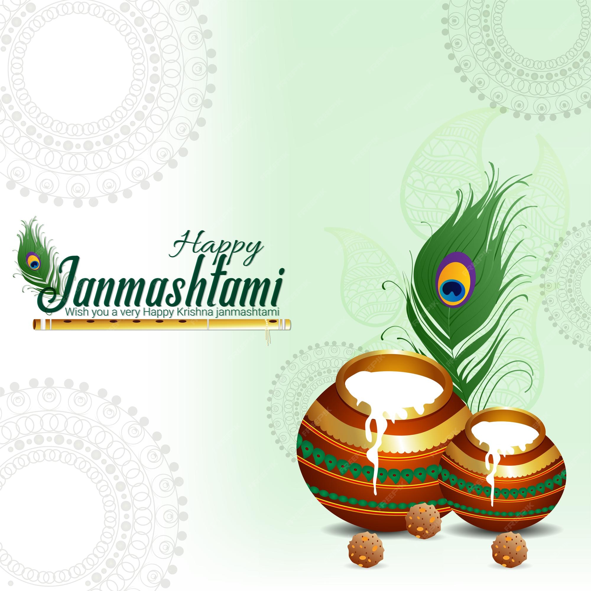 Premium Vector | Janmashtami festival of india background