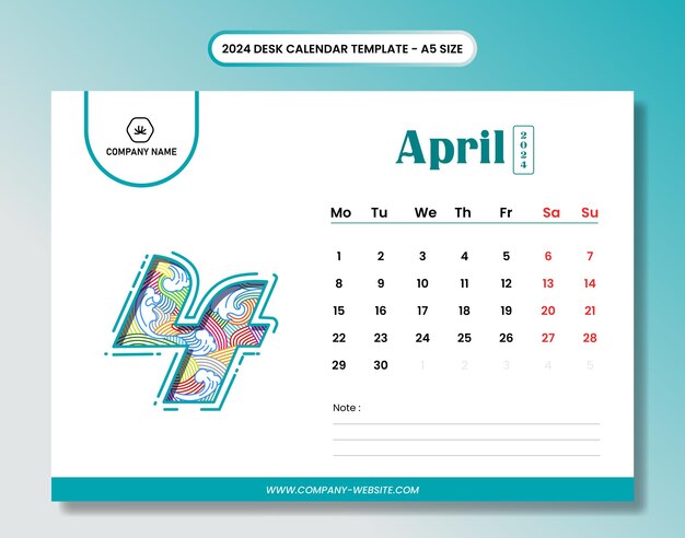 Januari 2024 kalender Plansjabloon Kantoorbedrijfsplanning Creatieve trendy ontwerp minimalistische stijl