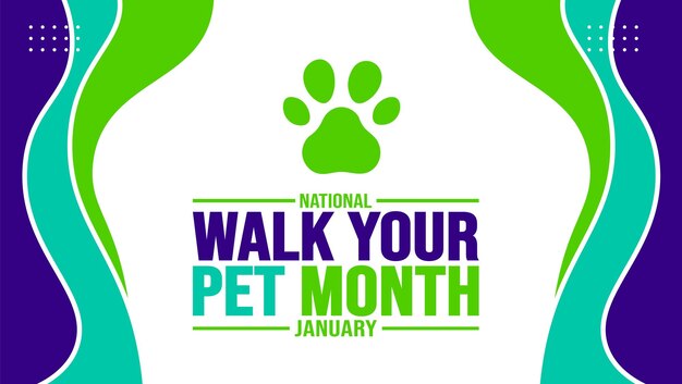 Januari is National Walk Your Pet Month achtergrond sjabloon Holiday concept achtergrondbanner