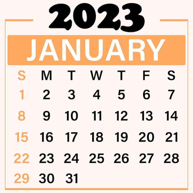 Gennaio 2023 illustrazione del modello di calendario