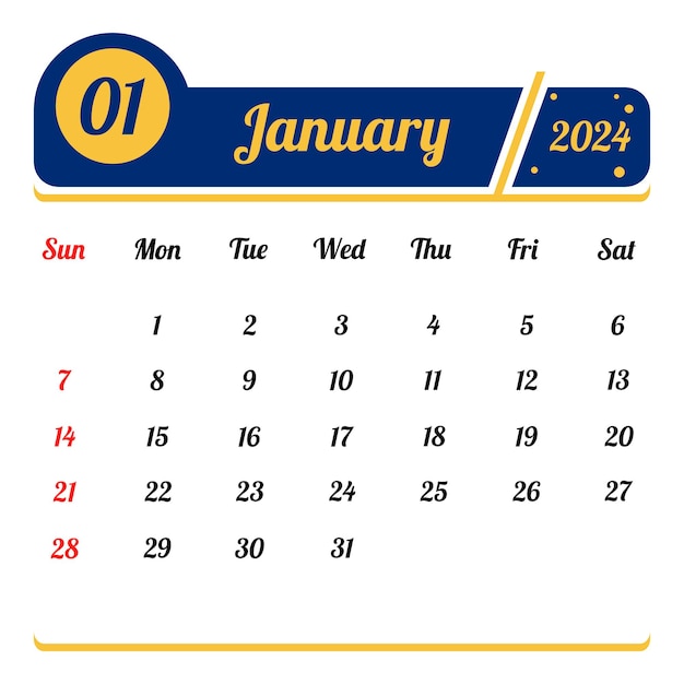 Vector january 2023 vector calendar template