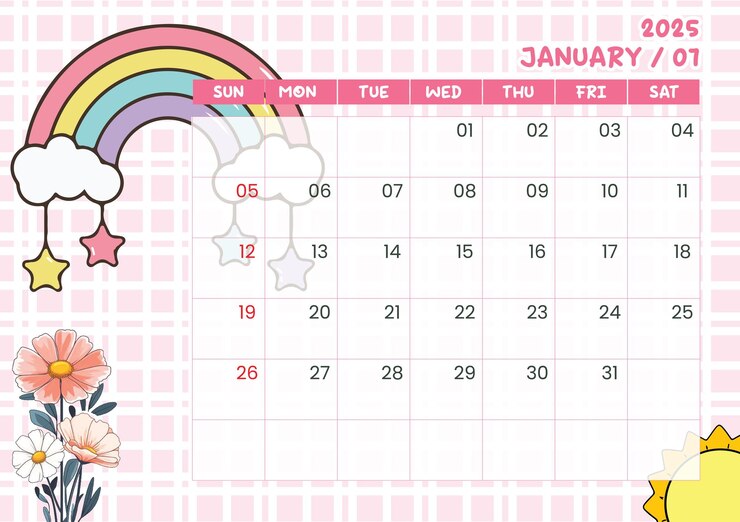 Vector 2025 年 1 月のカレンダーのテンプレート