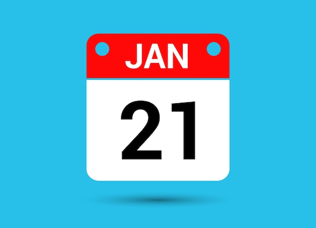 January 21 Calendar Date Flat Icon Day 21 Vector Illustration