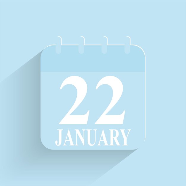 Vector january 22 daily calendar icon date and time day month holiday flat designed vector illustration